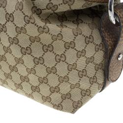 Pre Owned Gucci Beige GG Canvas Medium Bamboo Bar Tote Bag