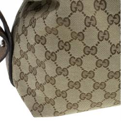Pre Owned Gucci Beige GG Canvas Medium Bamboo Bar Tote Bag