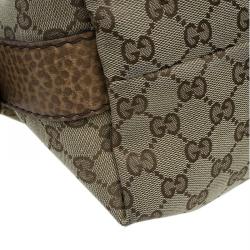 Pre Owned Gucci Beige GG Canvas Medium Bamboo Bar Tote Bag