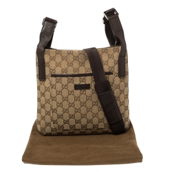 Pre Owned Gucci Brown/Beige GG Canvas Messenger Bag