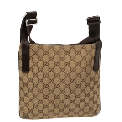 Pre Owned Gucci Brown/Beige GG Canvas Messenger Bag