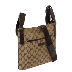 Pre Owned Gucci Brown/Beige GG Canvas Messenger Bag