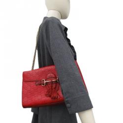مملوكة مسبقًا Gucci Red Guccissima Emily Shoulder Bag