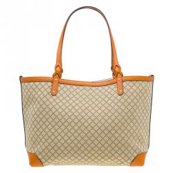 مملوكة مسبقًا Gucci Orange Diamante Canvas Medium Craft Tote Bag