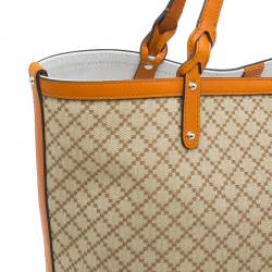 مملوكة مسبقًا Gucci Orange Diamante Canvas Medium Craft Tote Bag