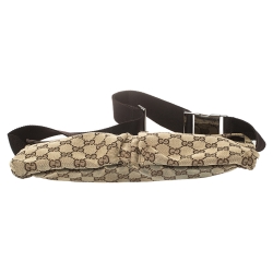 Pre Owned Gucci Beige/Brown GG Canvas and Leather Waist Belt Bag