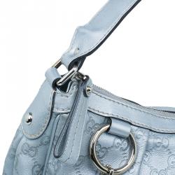 Pre Owned Gucci Silver Guccissima Leather Sukey Medium Hobo Bag