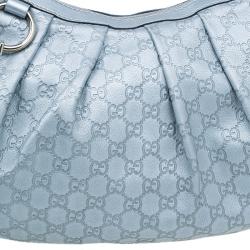 Pre Owned Gucci Silver Guccissima Leather Sukey Medium Hobo Bag
