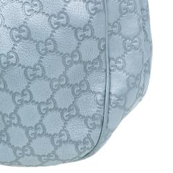 Pre Owned Gucci Silver Guccissima Leather Sukey Medium Hobo Bag
