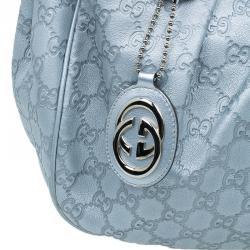 Pre Owned Gucci Silver Guccissima Leather Sukey Medium Hobo Bag