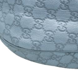 Pre Owned Gucci Silver Guccissima Leather Sukey Medium Hobo Bag