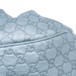 Pre Owned Gucci Silver Guccissima Leather Sukey Medium Hobo Bag