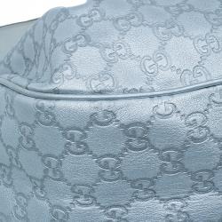 Pre Owned Gucci Silver Guccissima Leather Sukey Medium Hobo Bag