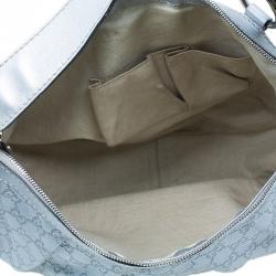 Pre Owned Gucci Silver Guccissima Leather Sukey Medium Hobo Bag