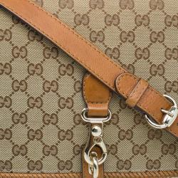 Pre Owned Gucci Beige/Brown GG Canvas Medium Marrakech Tassel Messenger Bag