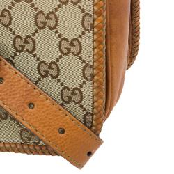 Pre Owned Gucci Beige/Brown GG Canvas Medium Marrakech Tassel Messenger Bag