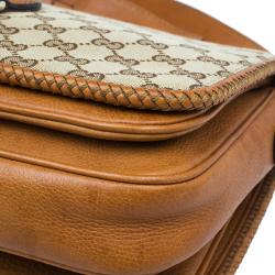 Pre Owned Gucci Beige/Brown GG Canvas Medium Marrakech Tassel Messenger Bag
