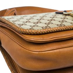 Pre Owned Gucci Beige/Brown GG Canvas Medium Marrakech Tassel Messenger Bag