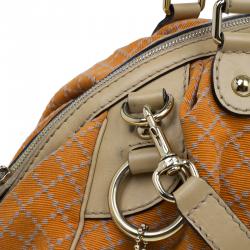 Pre Owned حقيبة بوسطن غوتشي سوكي تصميم ماسي كانفاس برتقالي متوسطة 