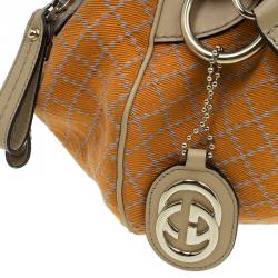 Pre Owned حقيبة بوسطن غوتشي سوكي تصميم ماسي كانفاس برتقالي متوسطة 