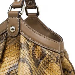 Pre Owned Gucci Brown Python Medium Sukey Tote