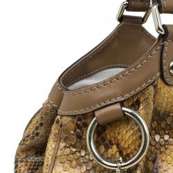 Pre Owned Gucci Brown Python Medium Sukey Tote