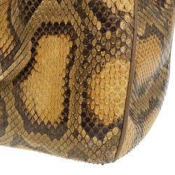 Pre Owned Gucci Brown Python Medium Sukey Tote