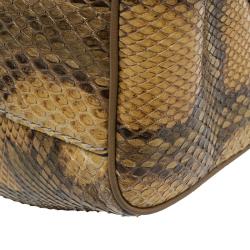 Pre Owned Gucci Brown Python Medium Sukey Tote