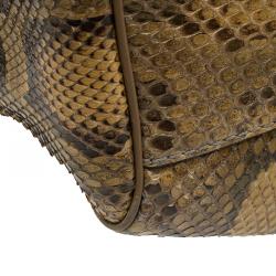 Pre Owned Gucci Brown Python Medium Sukey Tote