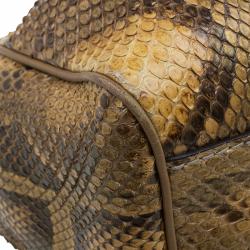 Pre Owned Gucci Brown Python Medium Sukey Tote