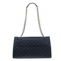 Pre Owned Gucci Black Guccissima Leather Emily Chain Shoulder Bag