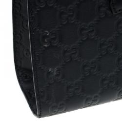 Pre Owned Gucci Black Guccissima Leather Emily Chain Shoulder Bag