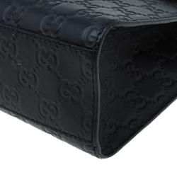 Pre Owned Gucci Black Guccissima Leather Emily Chain Shoulder Bag