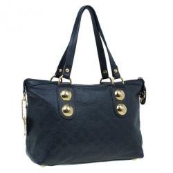 Pre Owned حقيبة غوتشي جلد أسود مونوجرامي بيد علوية