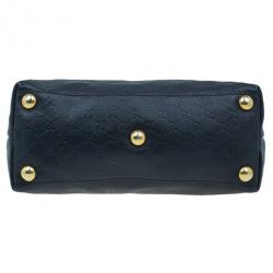 Pre Owned حقيبة غوتشي جلد أسود مونوجرامي بيد علوية