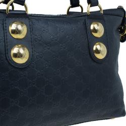 Pre Owned حقيبة غوتشي جلد أسود مونوجرامي بيد علوية