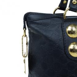 Pre Owned حقيبة غوتشي جلد أسود مونوجرامي بيد علوية