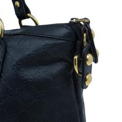 Pre Owned حقيبة غوتشي جلد أسود مونوجرامي بيد علوية