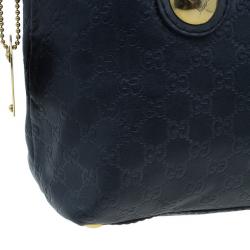 Pre Owned حقيبة غوتشي جلد أسود مونوجرامي بيد علوية