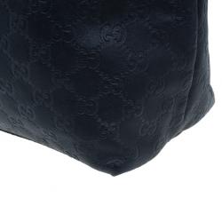 Pre Owned حقيبة غوتشي جلد أسود مونوجرامي بيد علوية