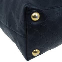 Pre Owned حقيبة غوتشي جلد أسود مونوجرامي بيد علوية