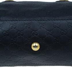 Pre Owned حقيبة غوتشي جلد أسود مونوجرامي بيد علوية
