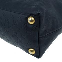 Pre Owned حقيبة غوتشي جلد أسود مونوجرامي بيد علوية