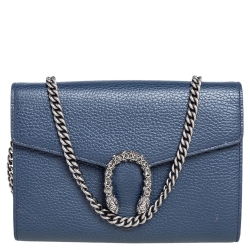 Gucci Blue Leather Dionysus Wallet On Chain