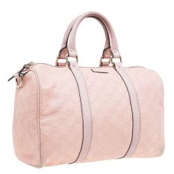 Pre Owned Gucci Pink Guccissima Leather Medium Joy Boston Bag