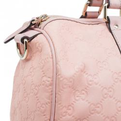 Pre Owned Gucci Pink Guccissima Leather Medium Joy Boston Bag