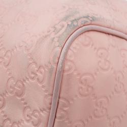 Pre Owned Gucci Pink Guccissima Leather Medium Joy Boston Bag