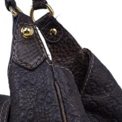 Pre Owned Gucci Brown Leather Guccisima Large New Pelham Hobo