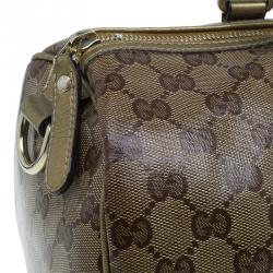 Pre Owned حقيبة غوتشي جوي بوسطن كانفاس كريستال GG مقوى متوسطة