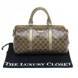Pre Owned حقيبة غوتشي جوي بوسطن كانفاس كريستال GG مقوى متوسطة